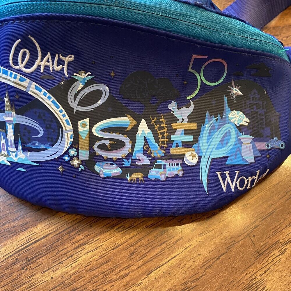 Walt Disney World 50th Anniversary Belt Bag Hip Shoulder Waist Fanny Pack Blue - Picture 3 of 8